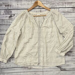 GAP Ivory Blouse with Blue Accents Sz. M
